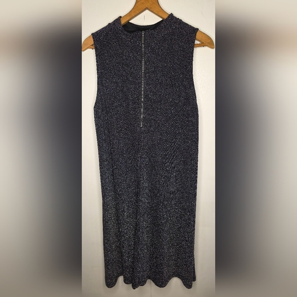 Retro sleeveless cocktail swing dress, black threaded with silver,, XL - Picture 14 of 16